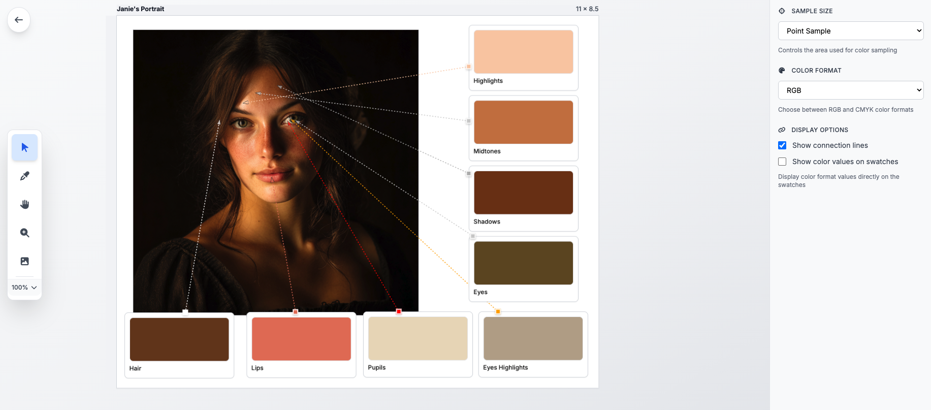 HueMixy main workflow screenshot